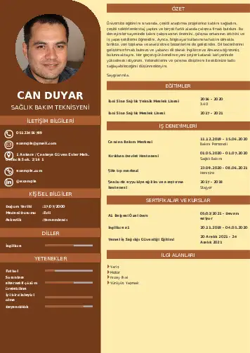 Hasta Bakıcı Cv Örnekleri cv indir